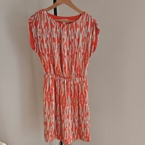 Michael Kors Vibrant Orange and White Mini Dress